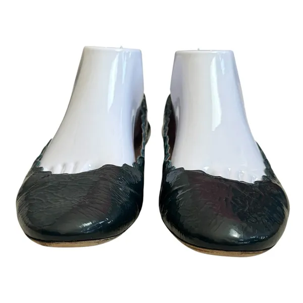 Chloé Lauren Scalloped Ballet Flats Deep Teal Patent Leather‎ EU 40 US 9.5 - Image 4