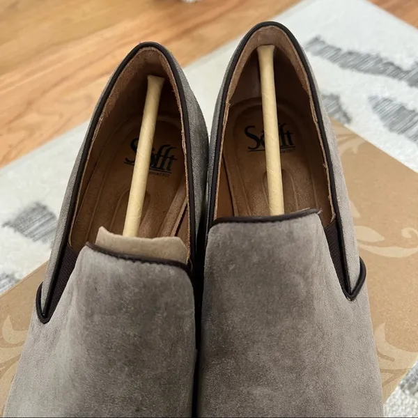 Sofft Velina Heeled Loafers Booties Grey Suede Size 7 NEW - Image 9