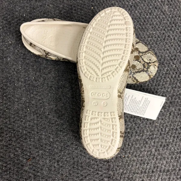 Crocs Malindi Printed Flat W Snakeskin Animal Print Slingback Shoes 205944-1DW 9 - Image 4