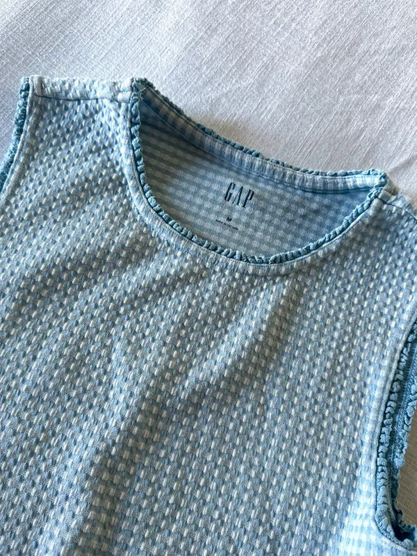 Gap Gingham Pointelle Shell Tank Top, Med - Image 10