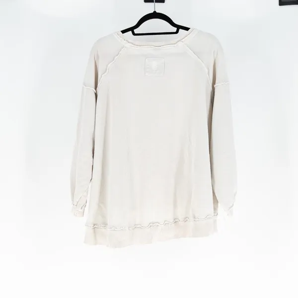 Free People One To Beat Cotton Terry Lined Oversized Off Shoulder Sweater Ivory - Image 4