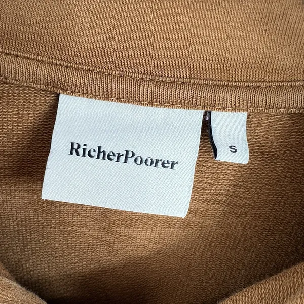 Richer Poorer‎ Terry Half Zip Pullover in Woodgrain Tan Brown Women's Size Small - Image 9