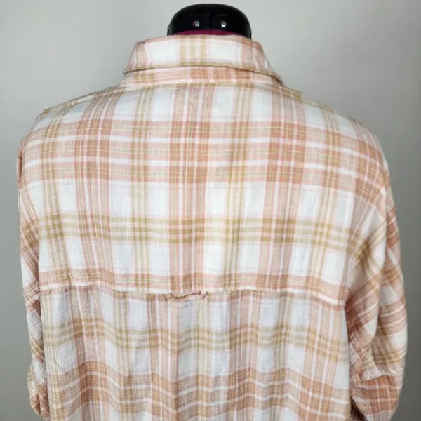 American Eagle Linen Blend Oversized Plaid Shirt - Image 12