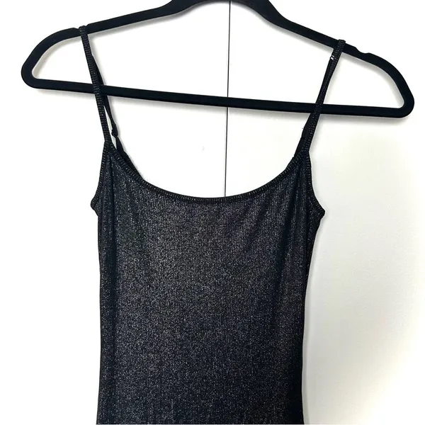 Skims Soft Lounge Slip Maxi Dress in Onyx Foil Glitter NWT - Image 4