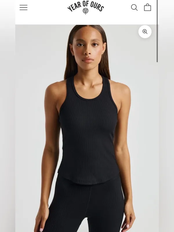 Year of Ours Black Sporty Ribbed Racerback Tank size XS EUC - Image 2