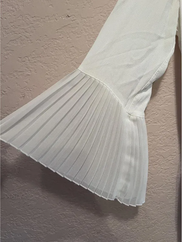 Zara‎ White Pleated Tiered Tunic Blouse Size M - Image 6
