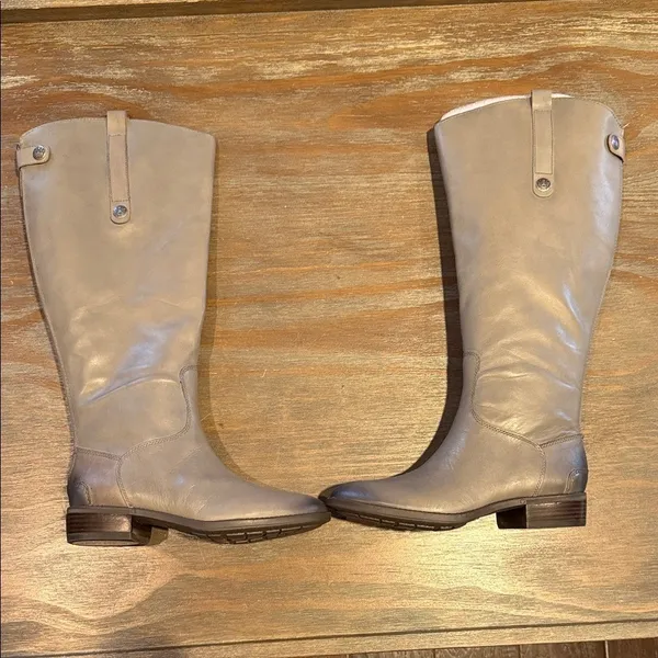Sam‎ Edelman Gray Leather Riding Boots – Size 6W – New in Box - Image 3