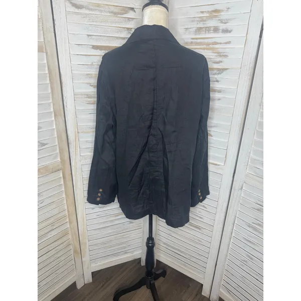 NWT Quince Women's XL European Linen Relaxed Blazer Black Coastal Corporate Flax - Image 16