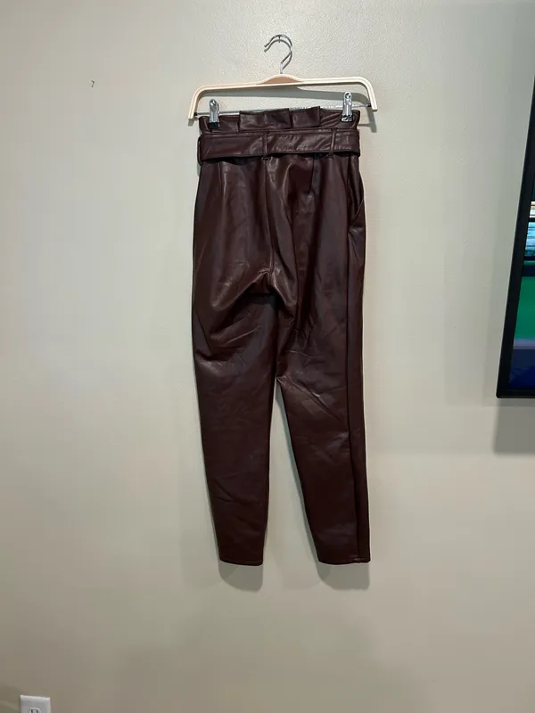 Abercrombie faux leather XXS brown pants - Image 5
