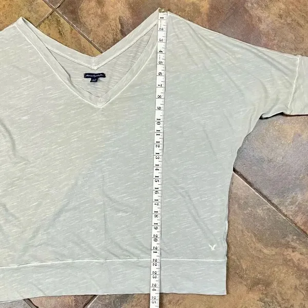 American Eagle Outfitters Gray V-neck Dolman 3/4 Sleeve Top XL - Image 7