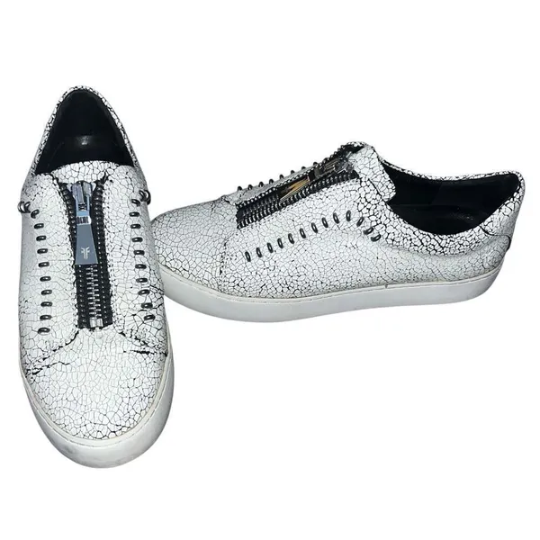 Frye Lena Rebel Leather Zip Crackled Low Top Sneaker - Image 3