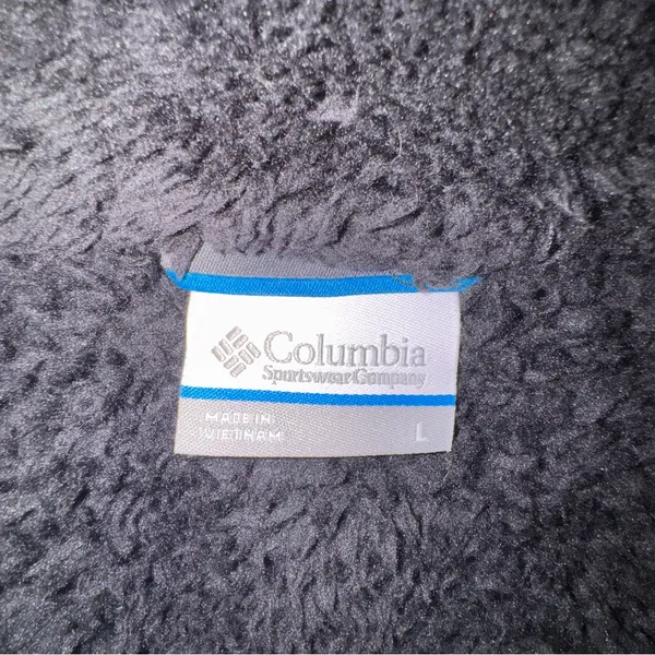 Columbia Black Full Zip Sherpa Fleece Jacket w Stretch Side Panels Size L warm - Image 15