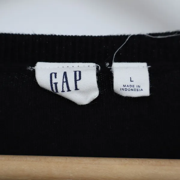 Gap Cardigan Sweater Womens Large Black Knit Ribbed Button Front Long Sleeve - Image 3