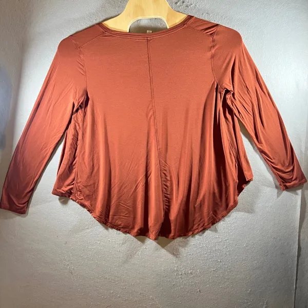 1008 | Lululemon Modal Silk Blend Flowy Scoop Neck Long Sleeve Top Rust Women 10 - Image 2