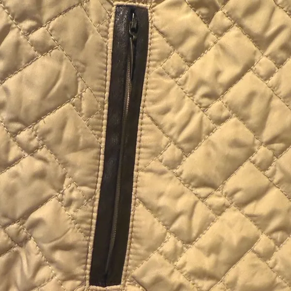 Charter Club Quilted Barn Jacket Tan Brown Faux‎ Leather Trim Women Large - Image 3