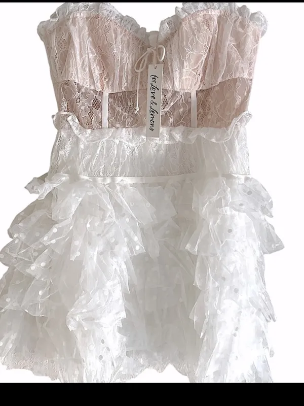 For Love & Lemons White Lace Tiered Dress NWT - Image 4