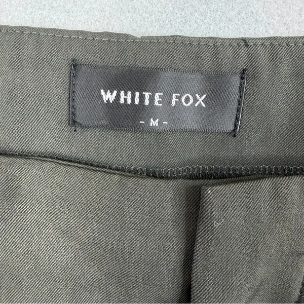White Fox High Waist Wide Leg Tailored Trousers Charcoal Gray Buckle Waist M - Image 5