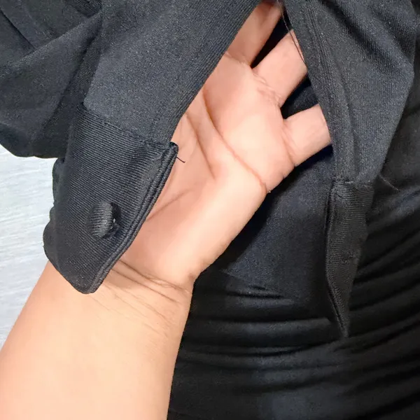 Lapis Women Black Ruched Wrap V-Neck Long Sleeve Pleated Midi Dress Size M 382L - Image 5