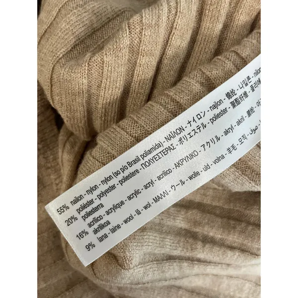 Zara Tan Rib Knit Wool Long Sleeve Collared Button Down Cardigan Sweater Top S - Image 6