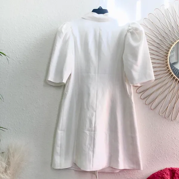 NWT Express X LadyGang White Puff Sleeve Double Breasted Blazer Dress - Image 4