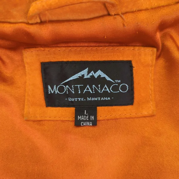 MontanaCo Suede Leather Jacket‎ Women's Full Zip Copper Orange Warm Tone Large - Image 8