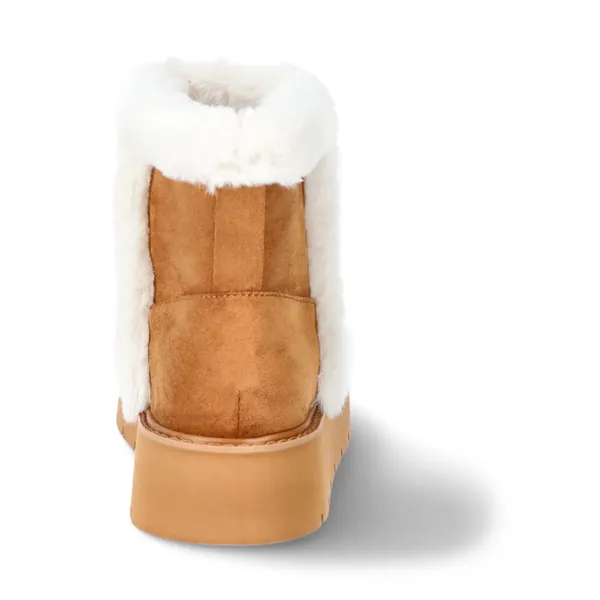 Time and Tru Womens Ankle Boots Size 7 Tan Platform Mini Cozy Faux Fur Pull On - Image 6