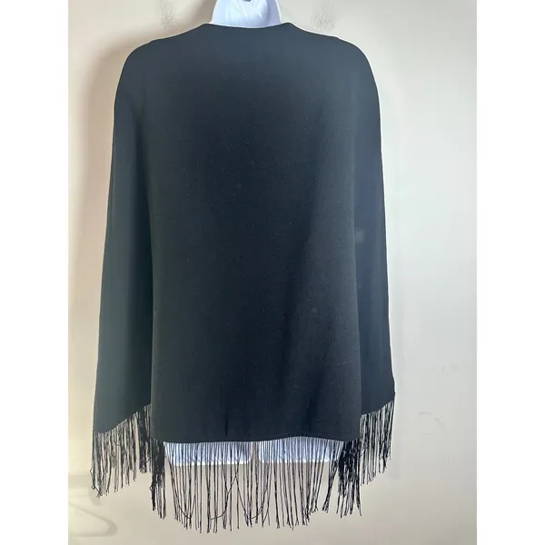Lavish Alice Black Fringe Cape Blazer Jacket Split Sleeve Open Front ‎ XS - Image 6