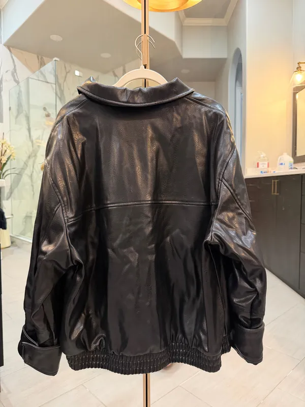 Black Leather ZARA Jacket Women’s - Image 2