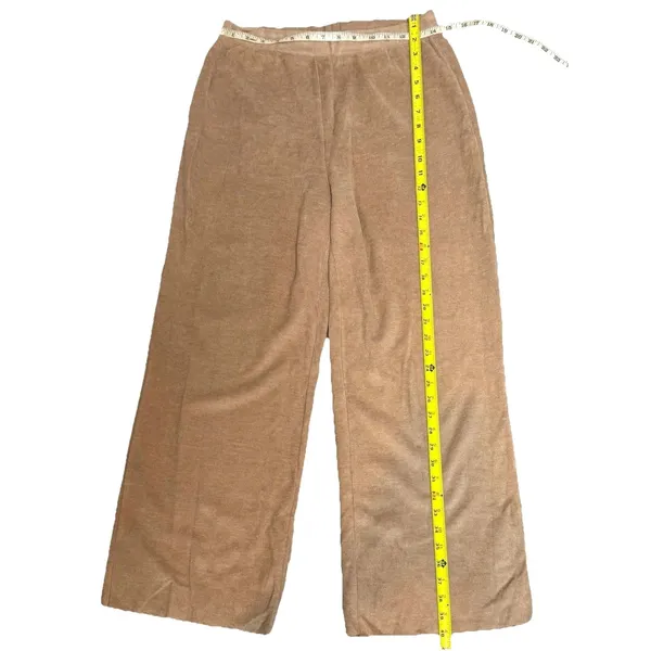 Zara Wide Leg Pants Beige Elastic Waist Flowy Lounge Minimalist M - Image 6