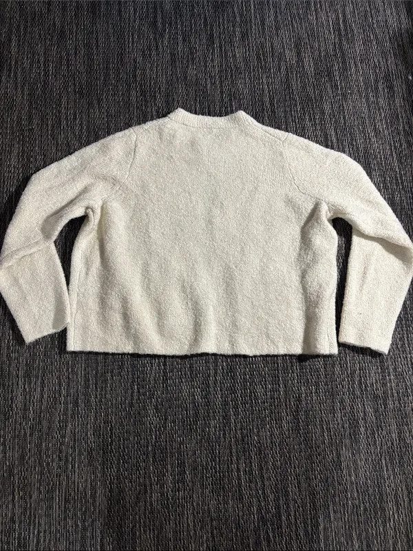 J. Crew Bouclé Lady Cardigan Sweater Wool Alpaca Blend Textured Cream Size Large - Image 2