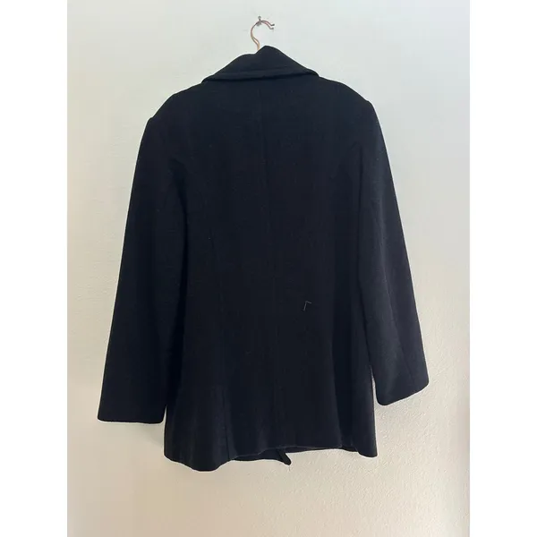 Worthington Womens Black Wool Blend Double Breasted Pea Coat Size 14 WPL11935 - Image 2