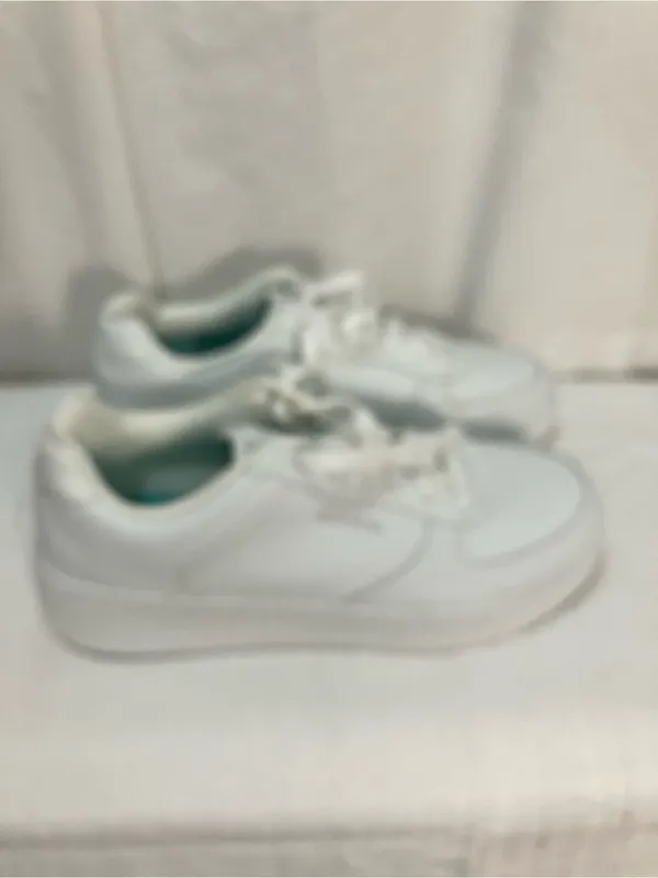 Skechers White Lace-Up Sneakers with Teal Insole - Image 5