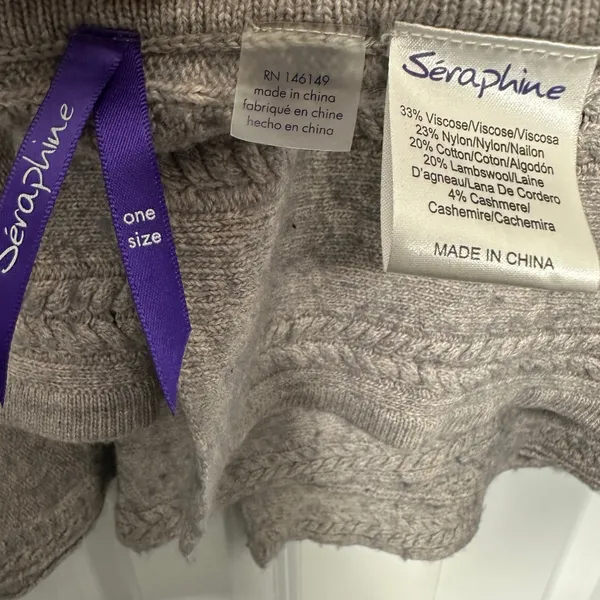 Seraphine Caleb Nursing Shawl Women OS Grey Cable Knit Lambswool Cashmere Blend - Image 4