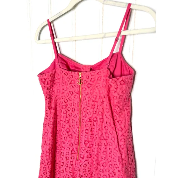 Lilly Pulitzer Pink Lace Mini Dress Sweetheart Anchor Zipper Summer Party Dress - Image 4