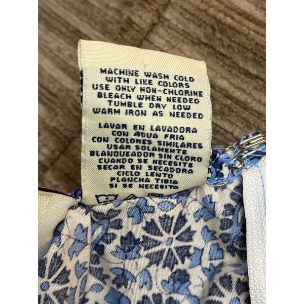 Vtg Boho Y2K Blue Floral Halter Backless Sundress Calico Mini Cottagecore V-Neck - Image 3