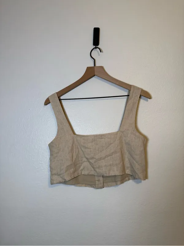 Anthropologie‎ Flate White Crop Square Neck Tank - Image 4