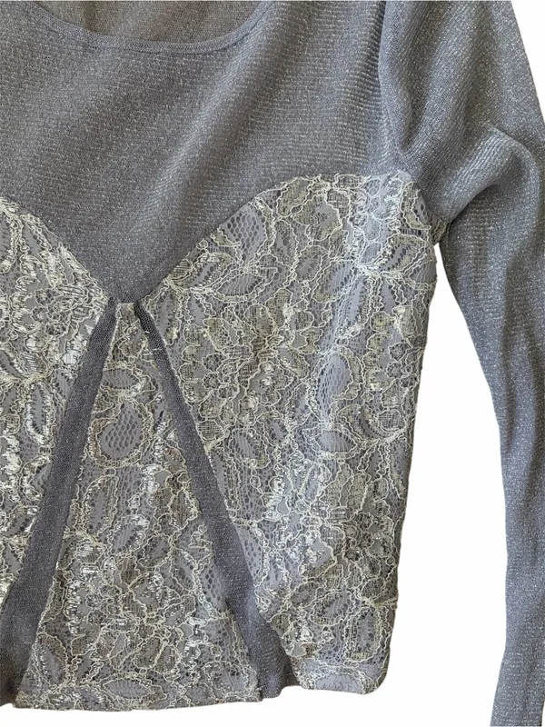 Urban outfitters Kimchi Blue metallic sheer mesh faux corset top small - Image 2