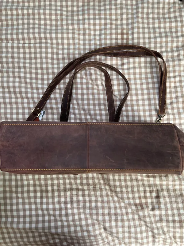 Myra Bag Rustic Brown Leather Tote with Dual Straps - Image 4
