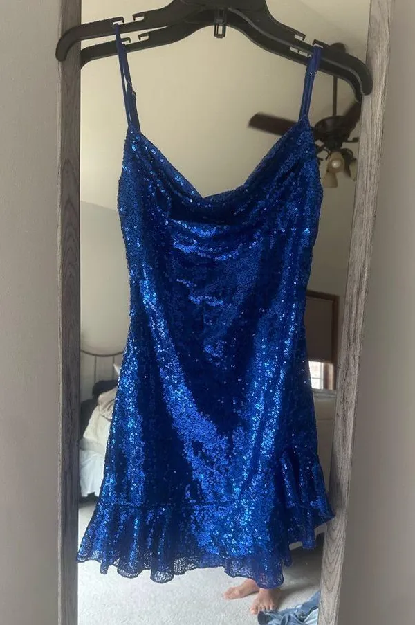 Lucy in the Sky Blue Sequin Mini Dress - Image 2