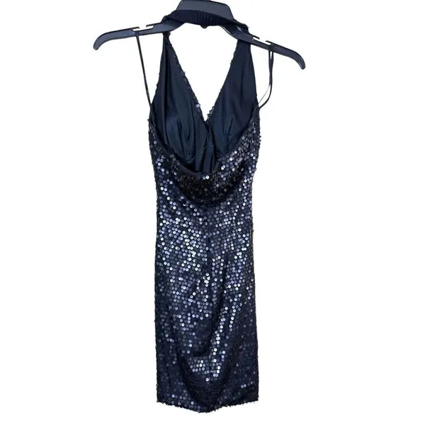 Vintage Frederic’s Of Hollywood Black Sequin Halter Dress Size Small - Image 5