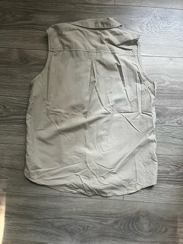 Royal Robbins Tan Cream Sleeveless Outdoor Hiking 100% Nylon Button Down Shirt L - Image 2