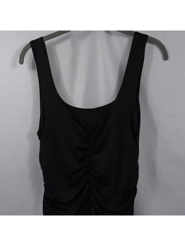 Women’s Black Ruched Bodycon Midi Dress Size Medium - Image 7