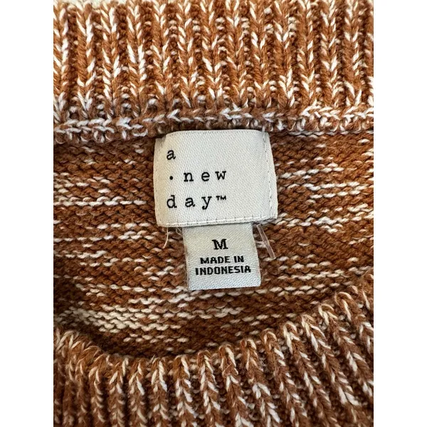 NWOT A New Day Sz: M Burnt Orange Speckle Crew Neck Boxy Wide Hem soft Sweater - Image 6