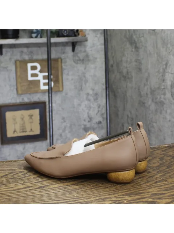 NWT Journee Collection Faux Wood Block Heel Maggs Loafers Taupe Brown 7.5M - Image 8