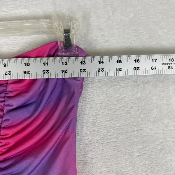 I.AM.GIA Pink Purple Ombre One Shoulder Cutout Ruched Mini Dress Size M - Image 4