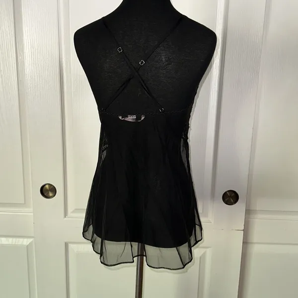 Victorias Secret Black Lace Sheer Mesh Baby Doll Slip - Image 4