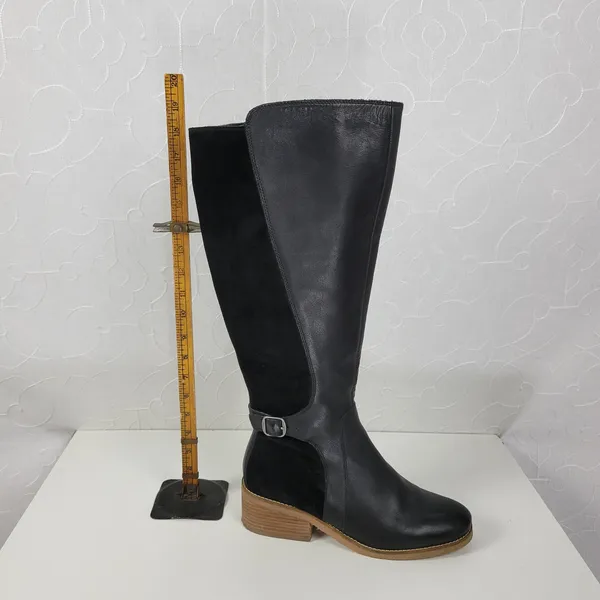 Lucky Brand Timinii Womens Riding Boots Size 10 Black Leather Suede Knee-High - Image 12