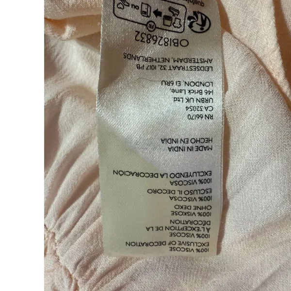 Free People Smocked in Time‎ Romantic Billowy Peach Pink Ethereal Top Sz Small - Image 9