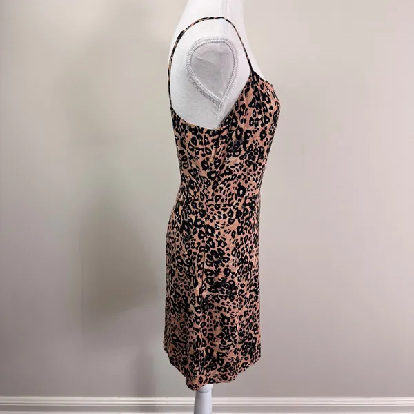 Aritzia Wilfred Isabelle Leopard Print Slip Dress Mini Tan Black Size 10 - Image 3