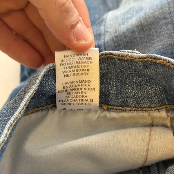 LITZ Premium Denim Two Tone Flare Jeans Blue Panel‎ Raw Hem Size 27 - Image 11